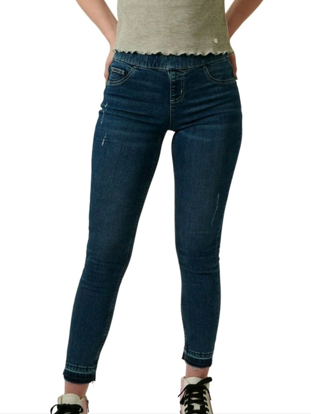 Justice Girl's Distressed Pull-On Denim Leggings Jeggings Dark Wash Size 12 Slim